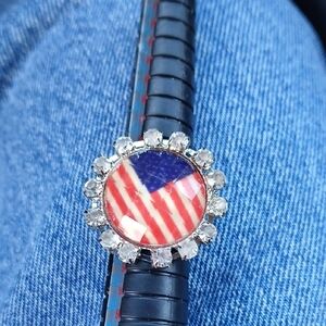 Patriotic Crystal-Embellished Ring